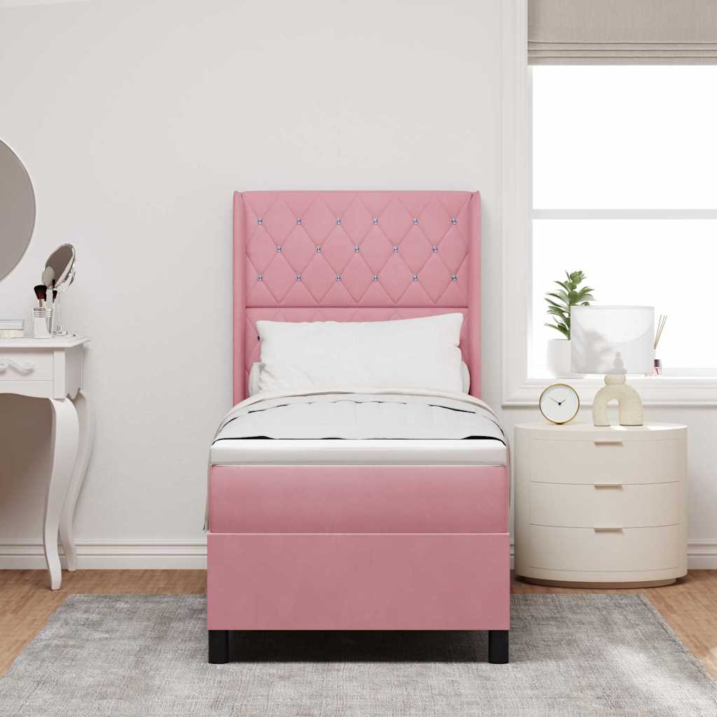 Boxspringbed met matras met hoofdeinde Roze 80 x 200 cm Fluweel