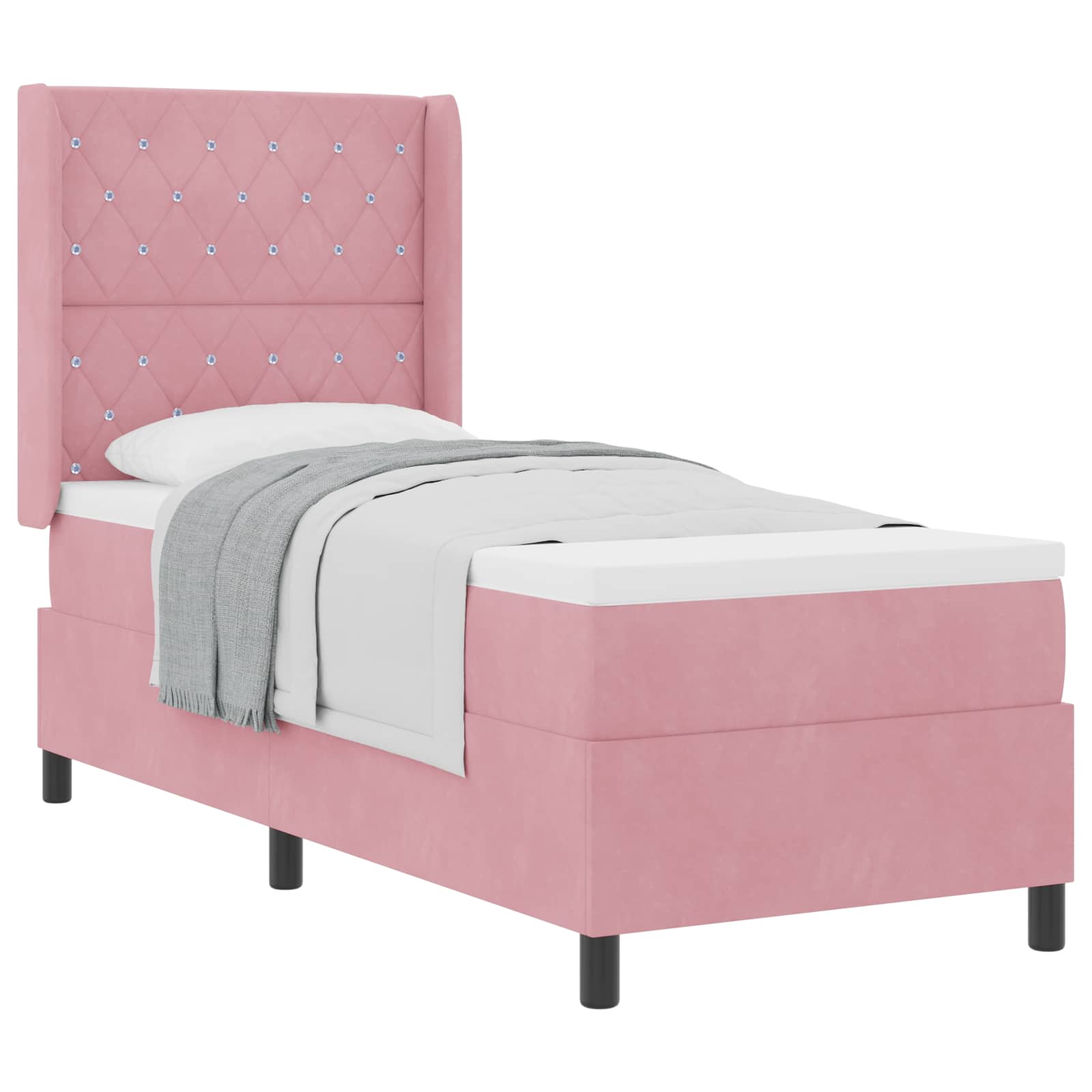 Boxspringbed met matras met hoofdeinde Roze 80 x 200 cm Fluweel