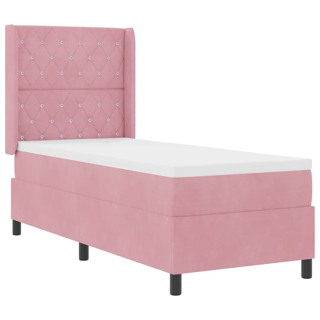 Boxspringbed met matras met hoofdeinde Roze 80 x 200 cm Fluweel