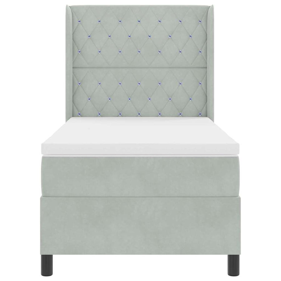 Boxspringbed met matras Lichtgrijs 90 x 190 cm Fluweel