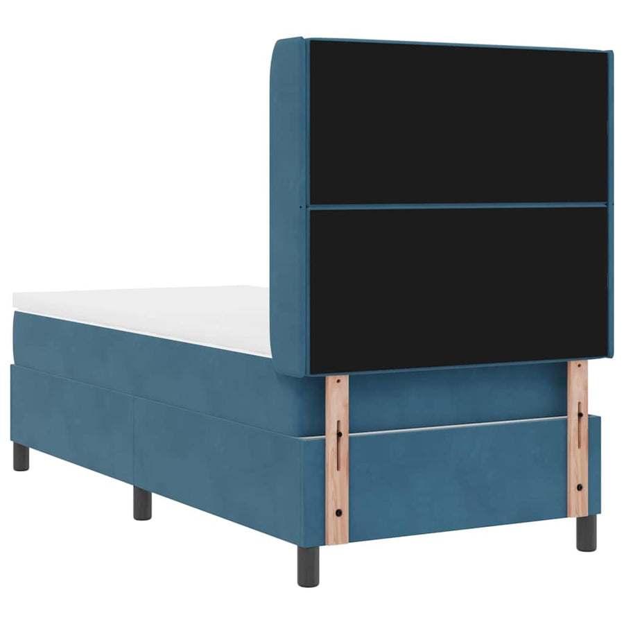 Boxspringbed Met Matras Blauw 90 X 190 Cm Fluweel Donkerblauw