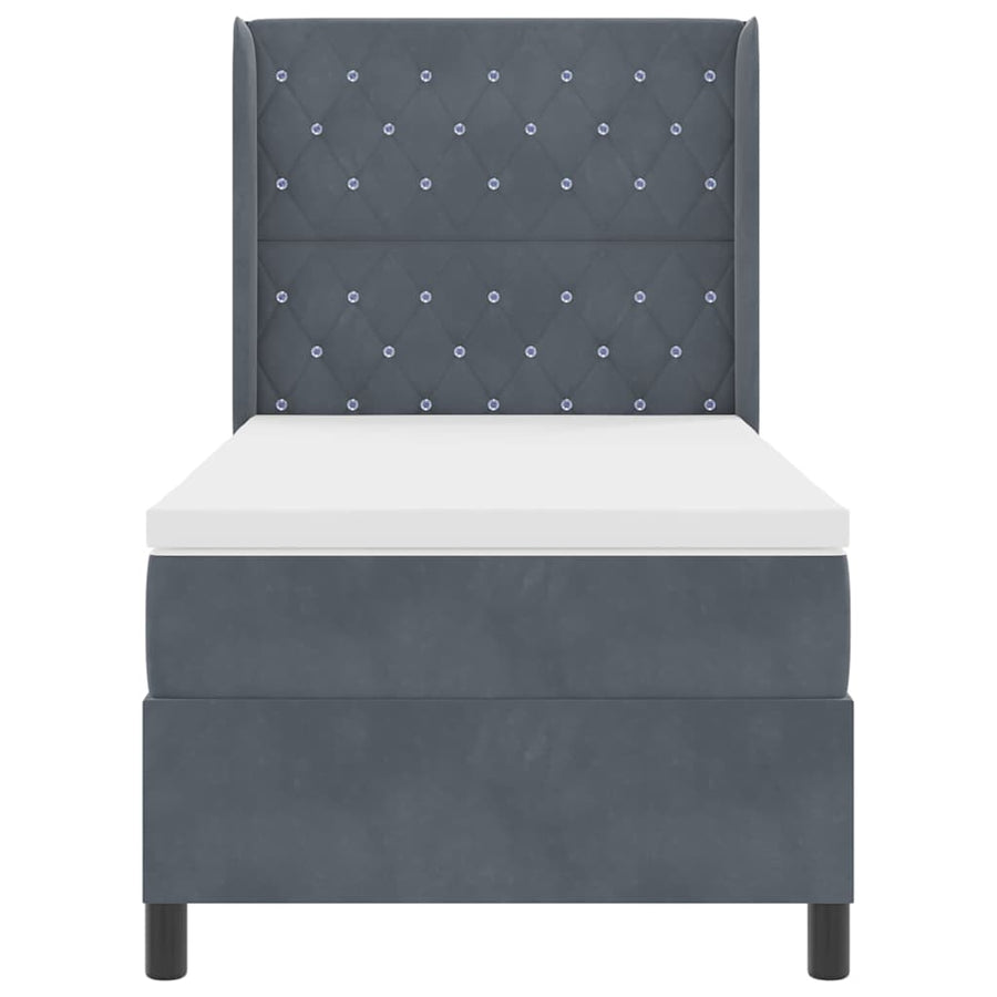 Boxspringbed met matras Donkergrijs 90 x 200 cm Fluweel