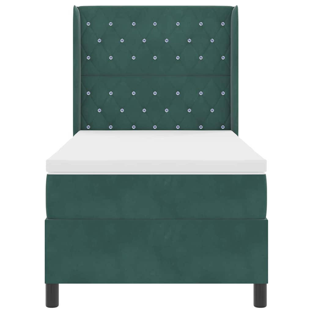 Boxspringbed met matras Donkergroen 90 x 200 cm Fluweel