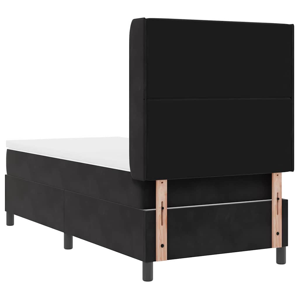 Boxspringbed Met Matras Fluweel Zwart 100 x 200 cm Kristal knoop gestoffeerd
