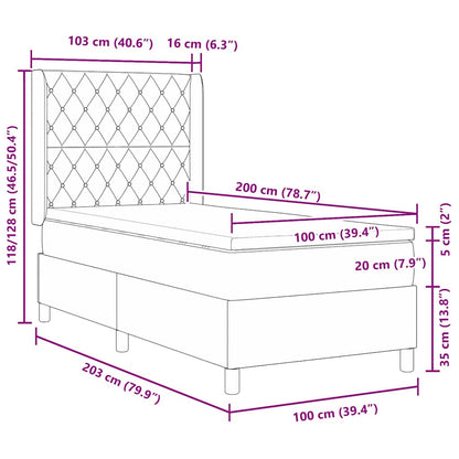 Boxspringbed Met Matras Fluweel Zwart 100 x 200 cm Kristal knoop gestoffeerd