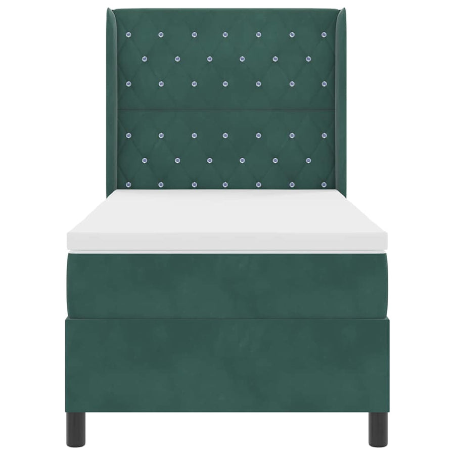 Boxspringbed Met Hoofdeinde Fluweel Donkergroen 100 x 200 cm