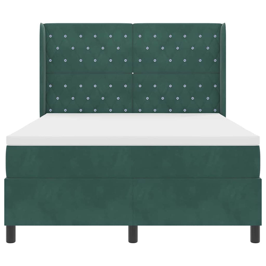 Boxspringbed Met Hoofdeinde Fluweel Donkergroen 140 x 190 cm