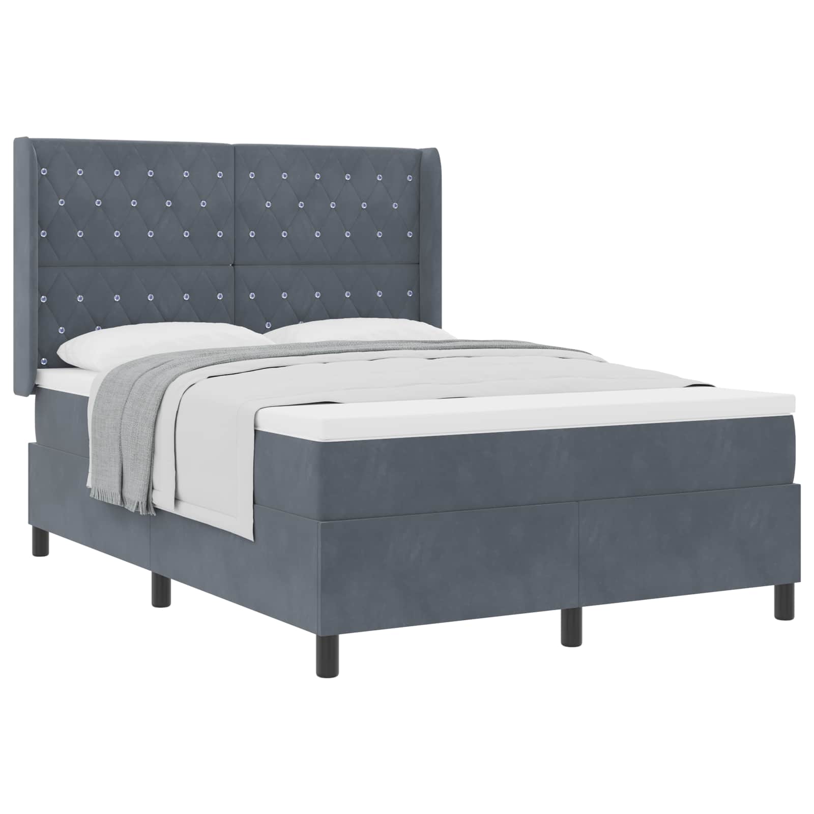 Boxspringbed met matras Donkergrijs 140 x 200 cm Fluweel