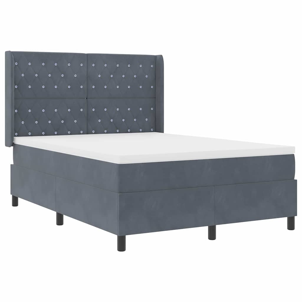 Boxspringbed met matras Donkergrijs 140 x 200 cm Fluweel