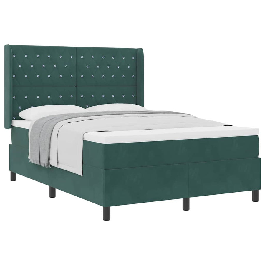 Boxspringbed Met Hoofdeinde Fluweel Donkergroen 140 x 200 cm