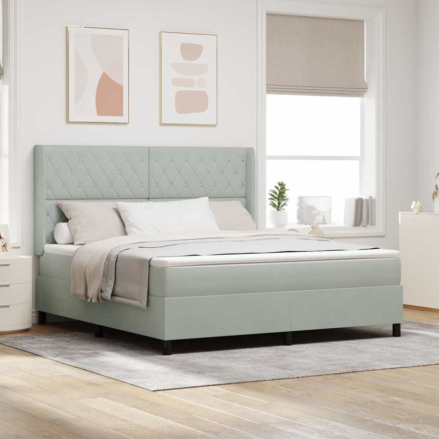 Boxspringbed met matras Lichtgrijs 180 x 200 cm Fluweel
