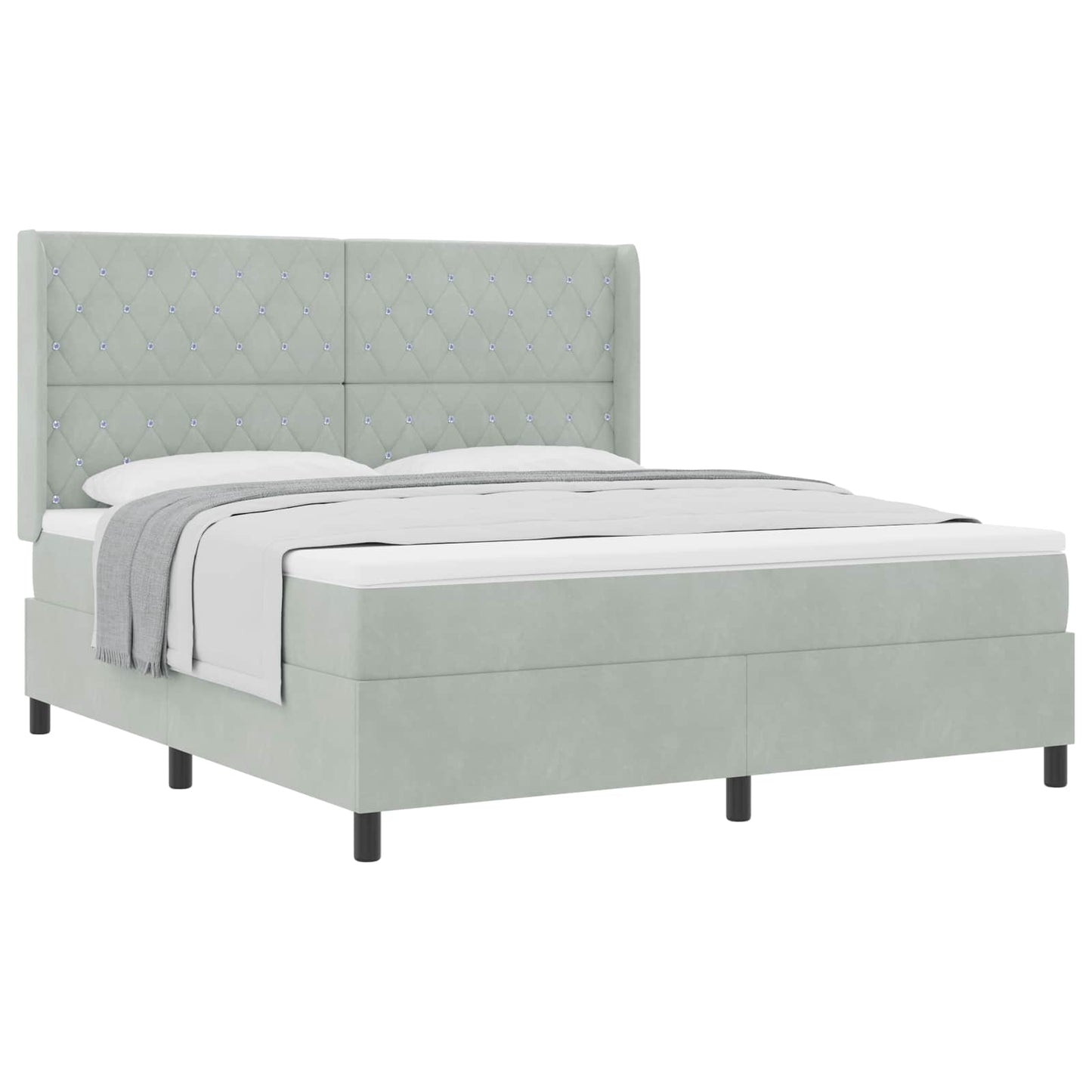 Boxspringbed met matras Lichtgrijs 180 x 200 cm Fluweel
