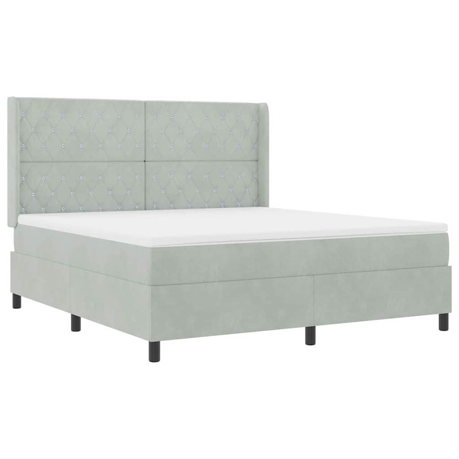 Boxspringbed met matras Lichtgrijs 180 x 200 cm Fluweel