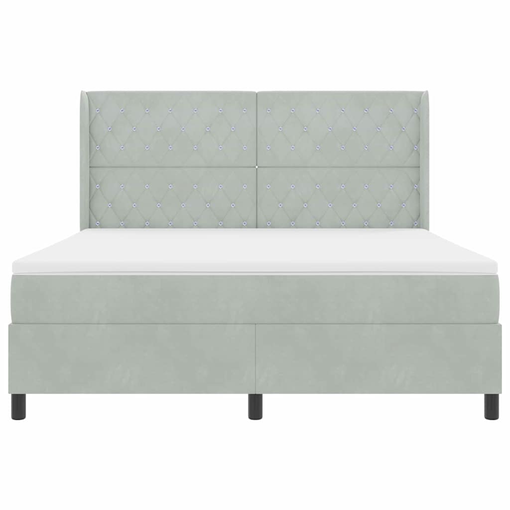Boxspringbed met matras Lichtgrijs 180 x 200 cm Fluweel