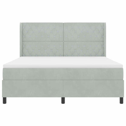 Boxspringbed met matras Lichtgrijs 180 x 200 cm Fluweel
