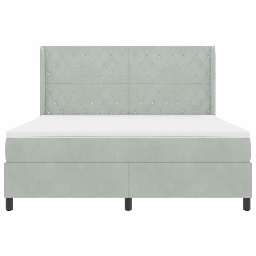 Boxspringbed met matras Lichtgrijs 180 x 200 cm Fluweel