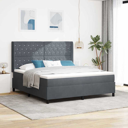 Boxspringbed met matras Donkergrijs 180 x 200 cm Fluweel
