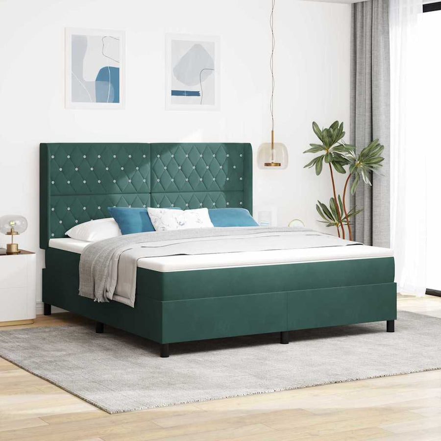 Boxspringbed met matras Donkergroen 180 x 200 cm Fluweel