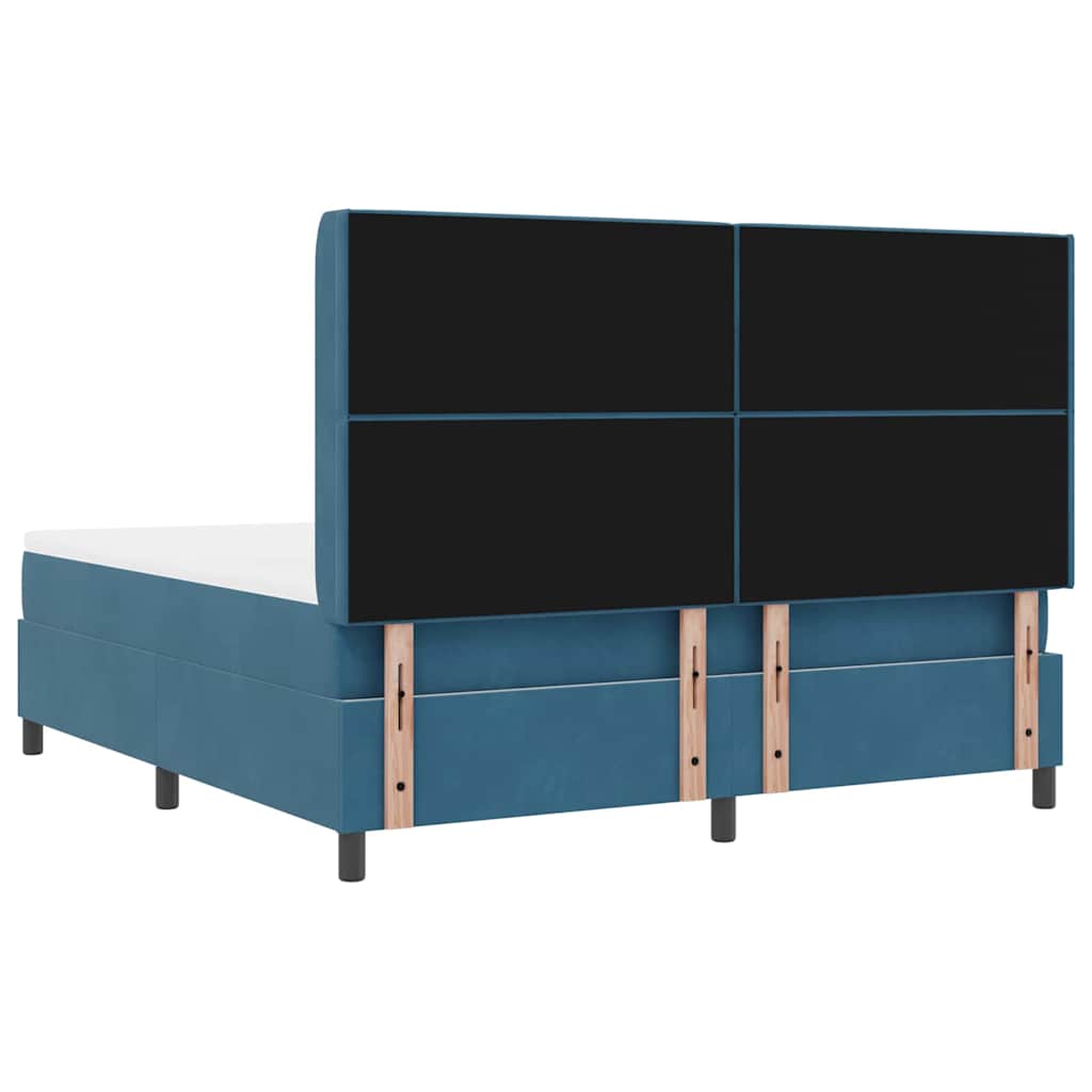 Boxspring Bed Met Kussen Blauw Fluweel Donkerblauw 180 x 200 cm