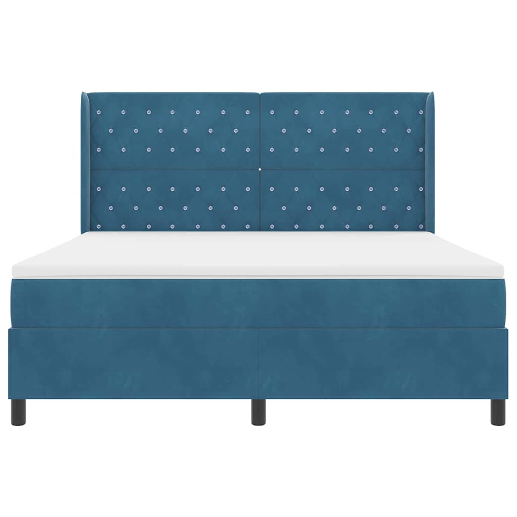 Boxspring Bed Met Kussen Blauw Fluweel Donkerblauw 180 x 200 cm