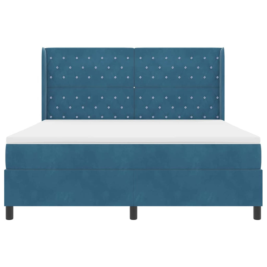 Boxspring Bed Met Kussen Blauw Fluweel Donkerblauw 180 x 200 cm