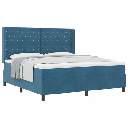 Boxspring Bed Met Kussen Blauw Fluweel Donkerblauw 180 x 200 cm