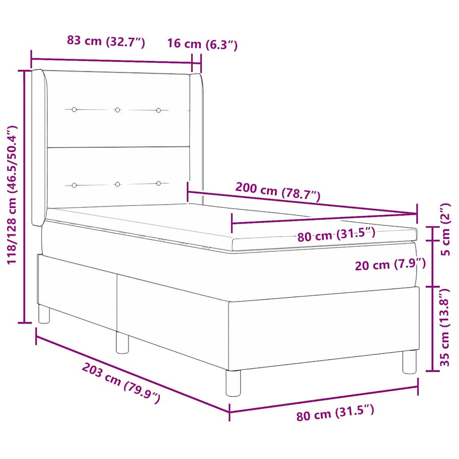 Boxspringbed Met Hoofdeinde Fluweel Donkergroen 80 x 200 cm