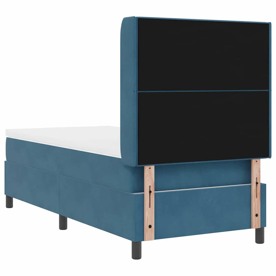 Boxspring Bed Met Hoofdeinde Blauw Fluweel Donkerblauw 90 x 200 cm
