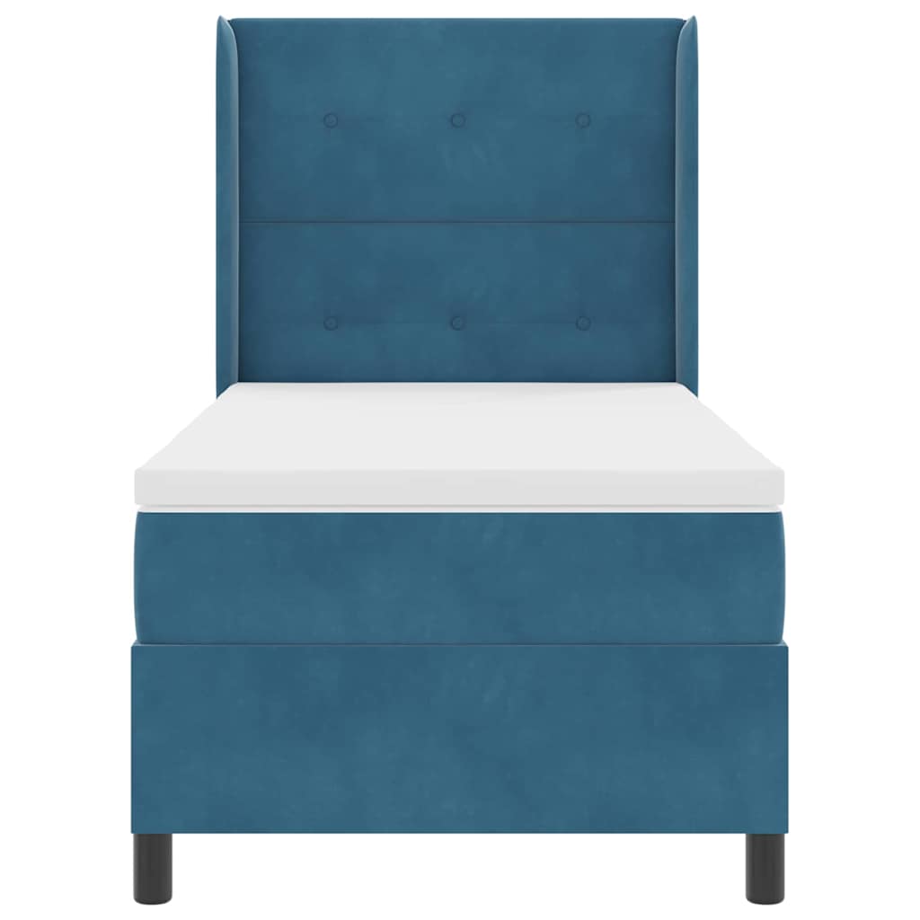 Boxspring Bed Met Hoofdeinde Blauw Fluweel Donkerblauw 90 x 200 cm