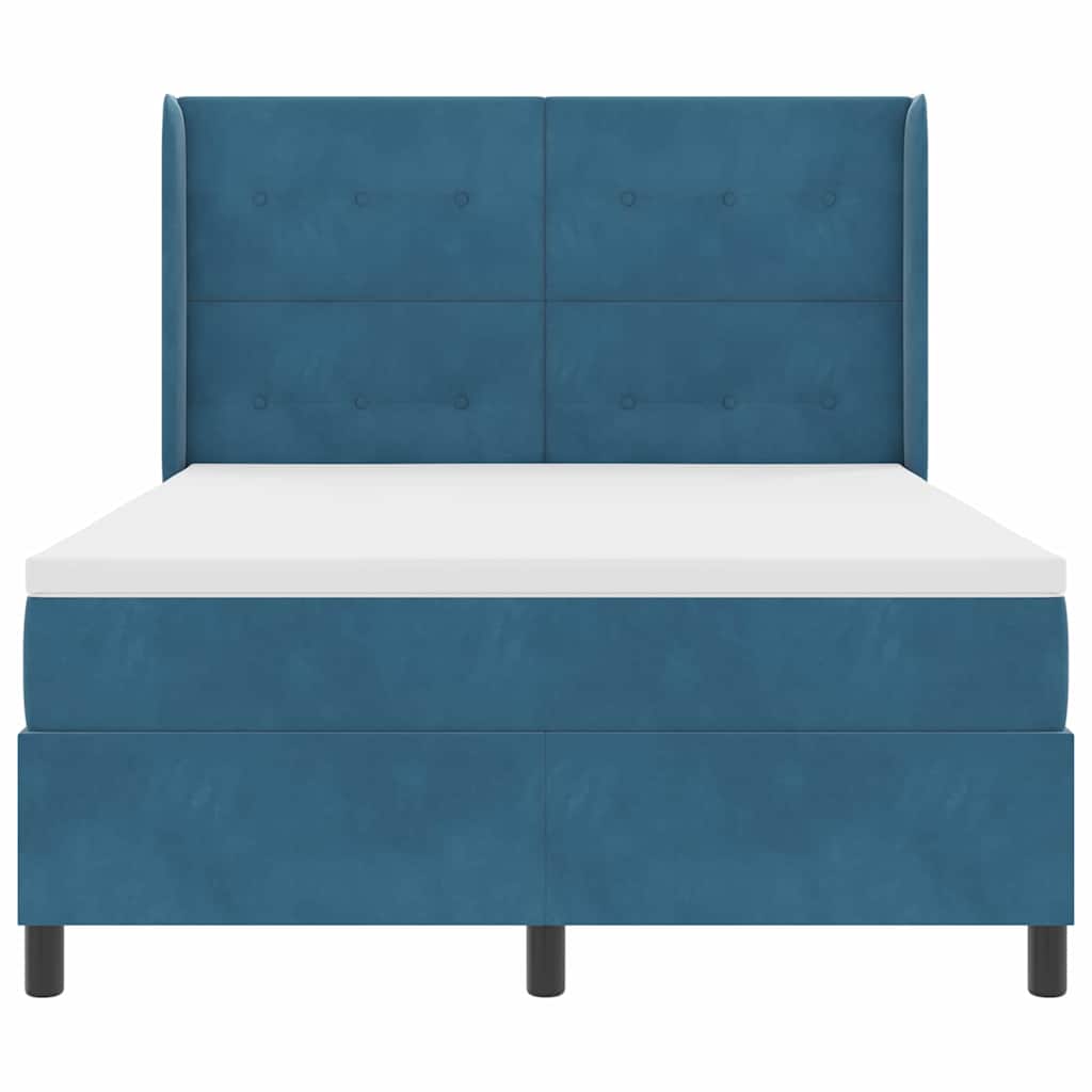 Boxspringbed Met Hoofdeinde Blauw Fluweel Donkerblauw 140 x 190 cm