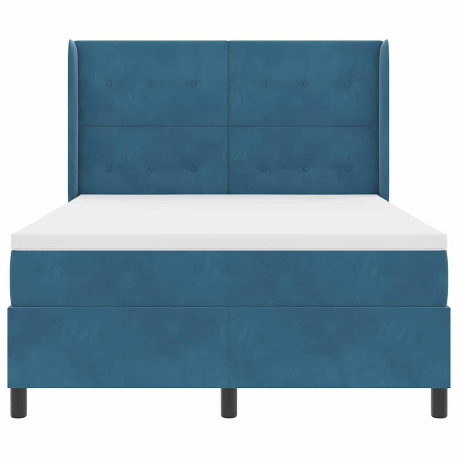 Boxspringbed Met Hoofdeinde Blauw Fluweel Donkerblauw 140 x 190 cm