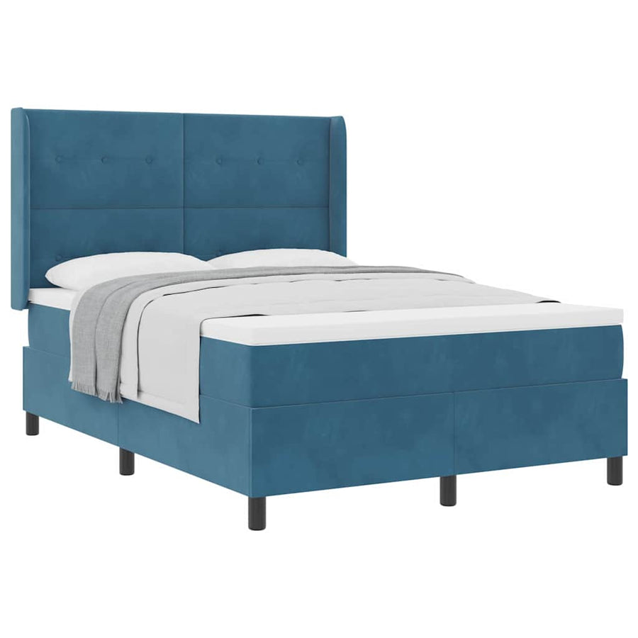 Boxspringbed Met Hoofdeinde Blauw Fluweel Donkerblauw 140 x 190 cm