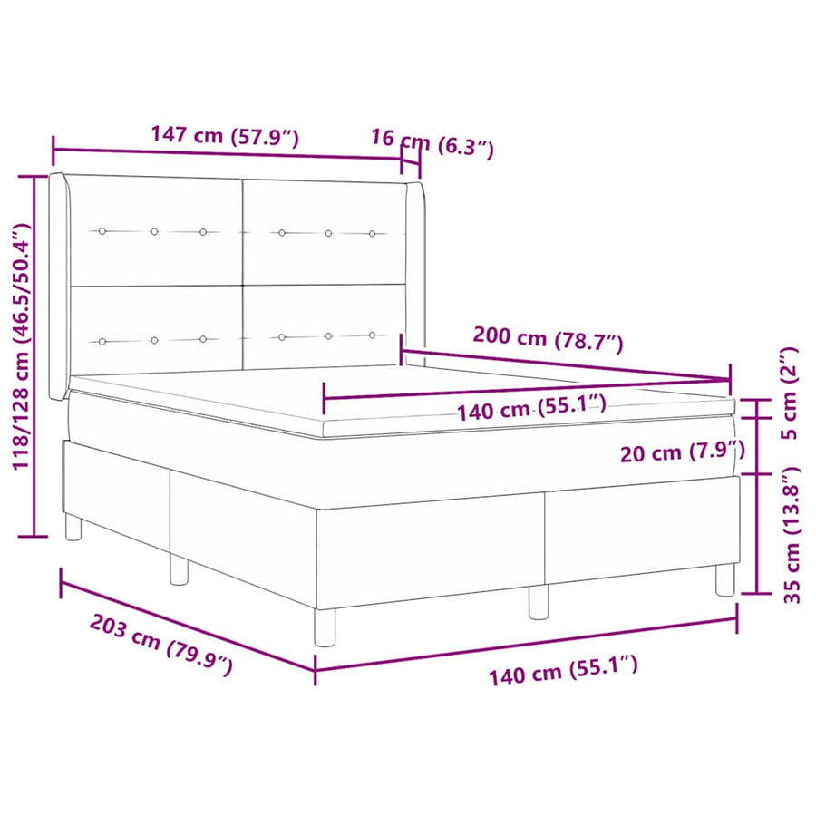 Boxspring Bed Met Hoofdeinde Fluweel Donkergroen 140 x 200 cm