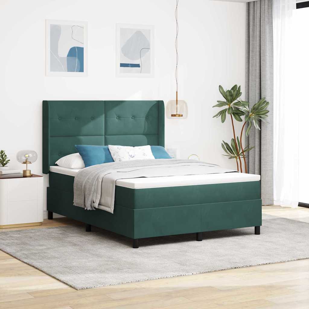 Boxspring Bed Met Hoofdeinde Fluweel Donkergroen 160 x 200 cm