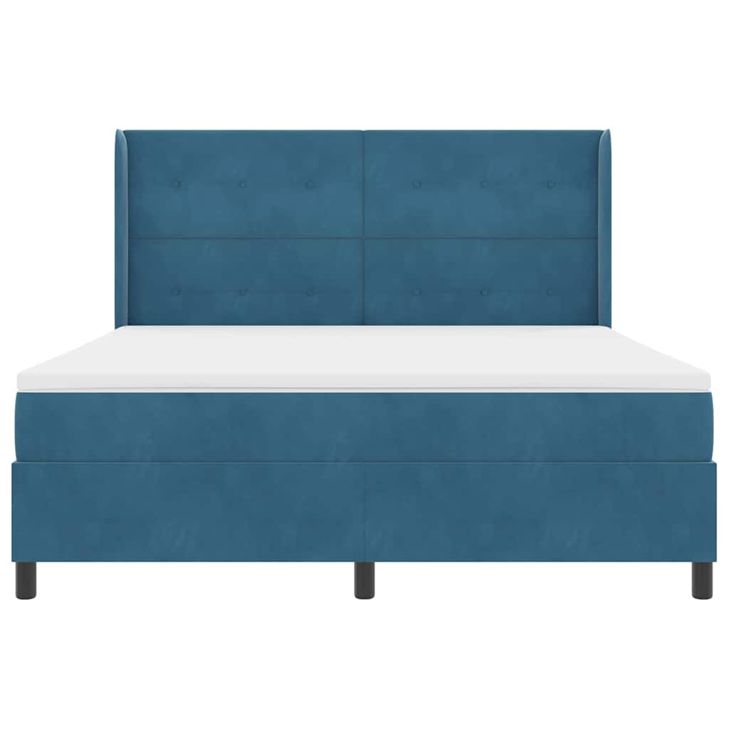Boxspring Bed Met Hoofdeinde Blauw Fluweel Donkerblauw 180 x 200 cm