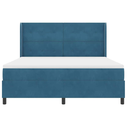 Boxspring Bed Met Hoofdeinde Blauw Fluweel Donkerblauw 180 x 200 cm