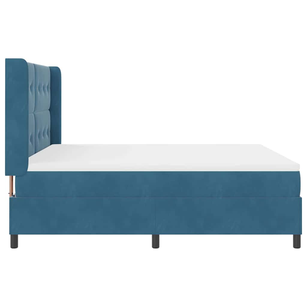 Boxspring Bed Met Hoofdeinde Blauw Fluweel Donkerblauw 180 x 200 cm