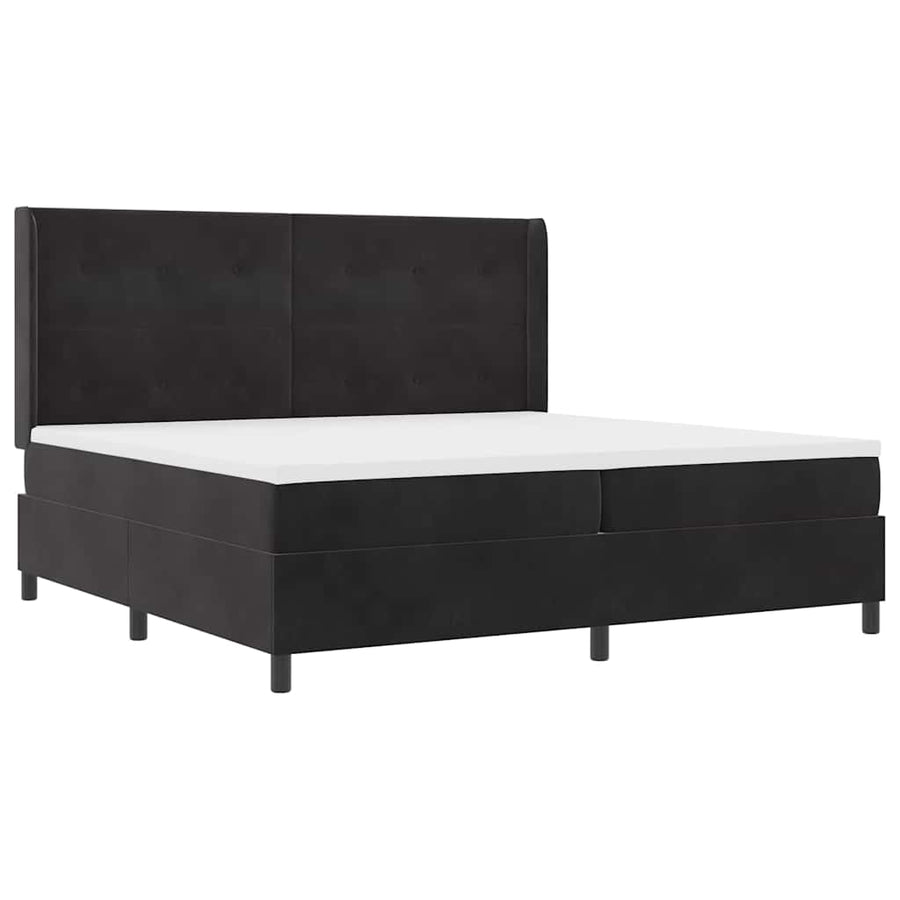 Boxspringbed Met Matras Fluweel Zwart 200 x 200 cm Knopgecontracteerd