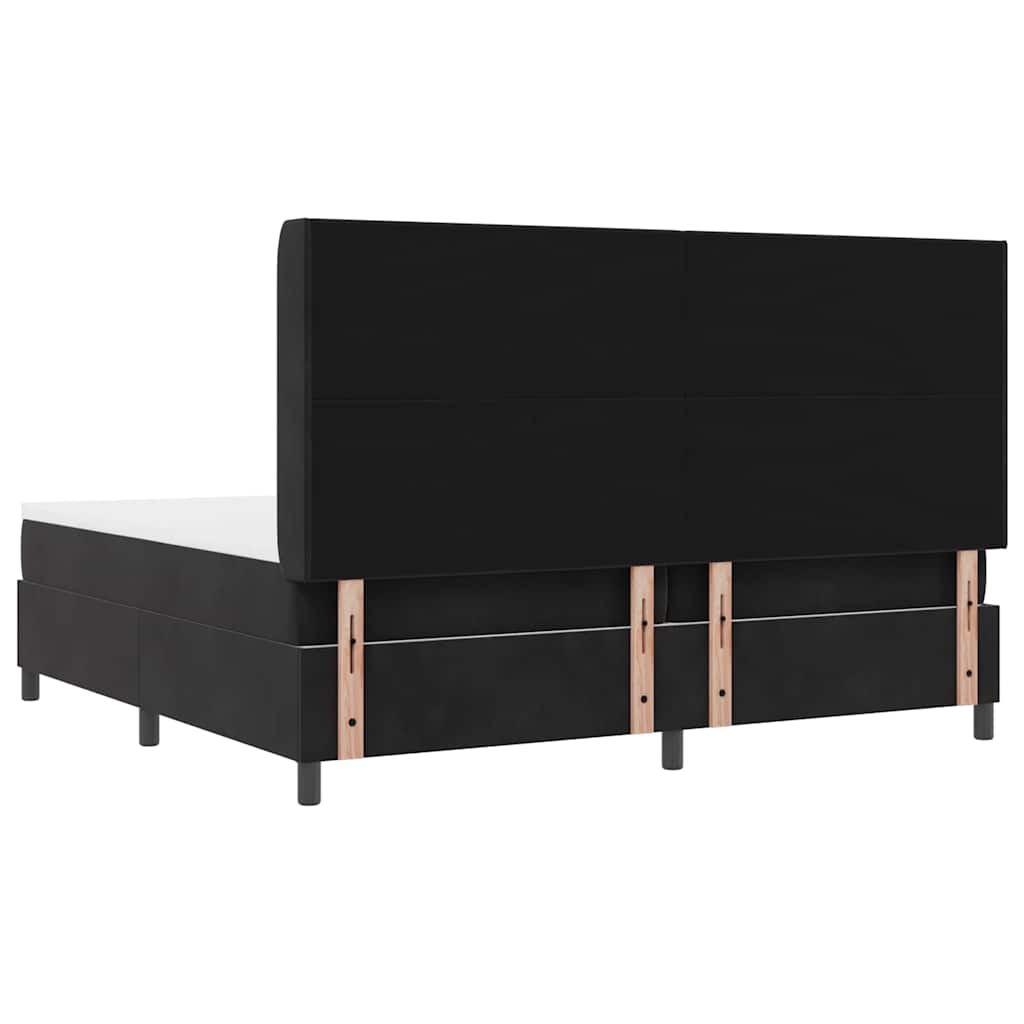 Boxspringbed Met Matras Fluweel Zwart 200 x 200 cm Knopgecontracteerd