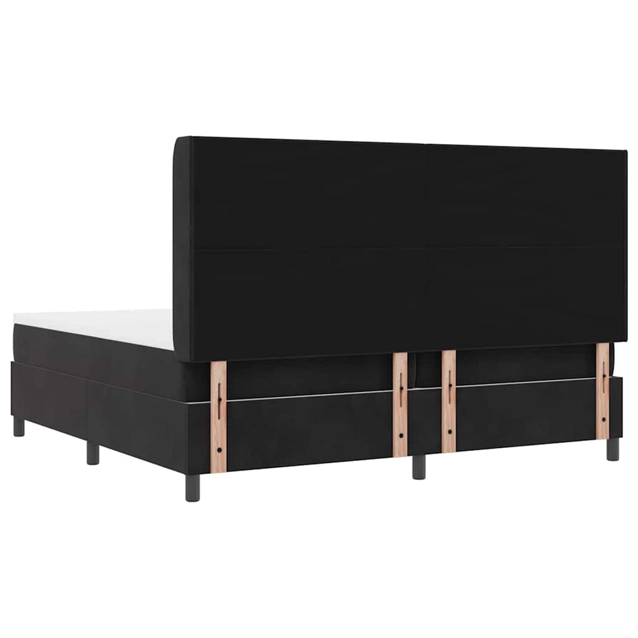 Boxspringbed Met Matras Fluweel Zwart 200 x 200 cm Knopgecontracteerd