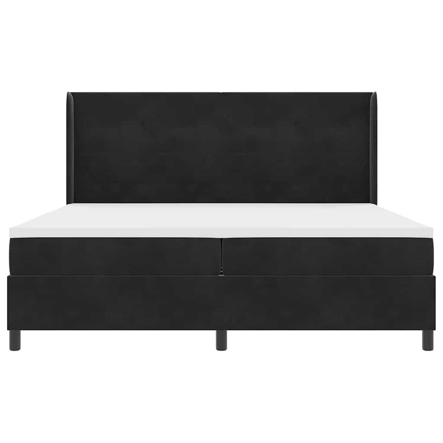 Boxspringbed Met Matras Fluweel Zwart 200 x 200 cm Knopgecontracteerd