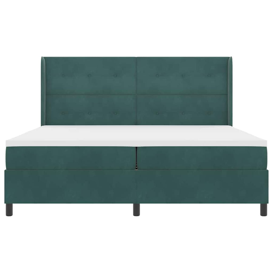 Boxspring Bed Met Hoofdeinde Fluweel Donkergroen 200 x 200 cm