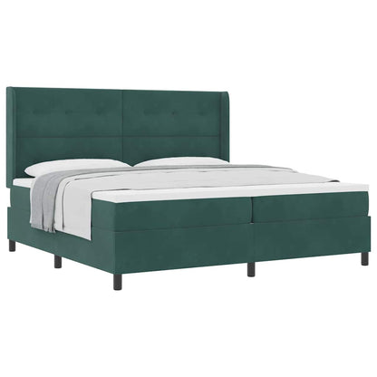 Boxspring Bed Met Hoofdeinde Fluweel Donkergroen 200 x 200 cm