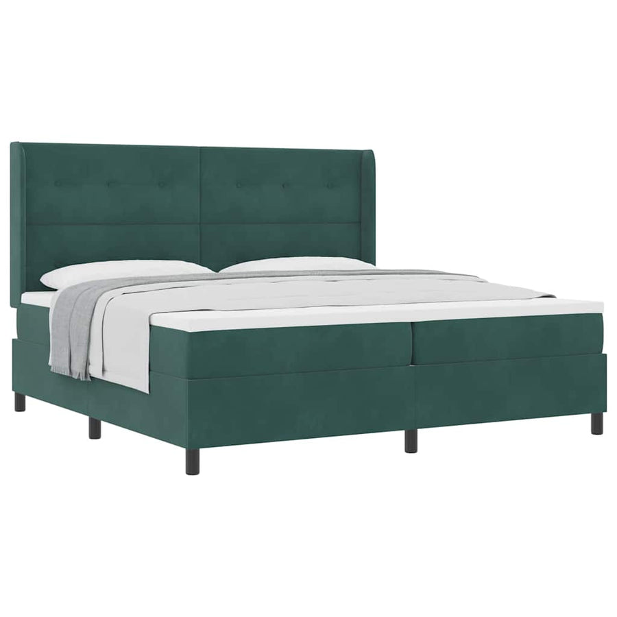 Boxspring Bed Met Hoofdeinde Fluweel Donkergroen 200 x 200 cm