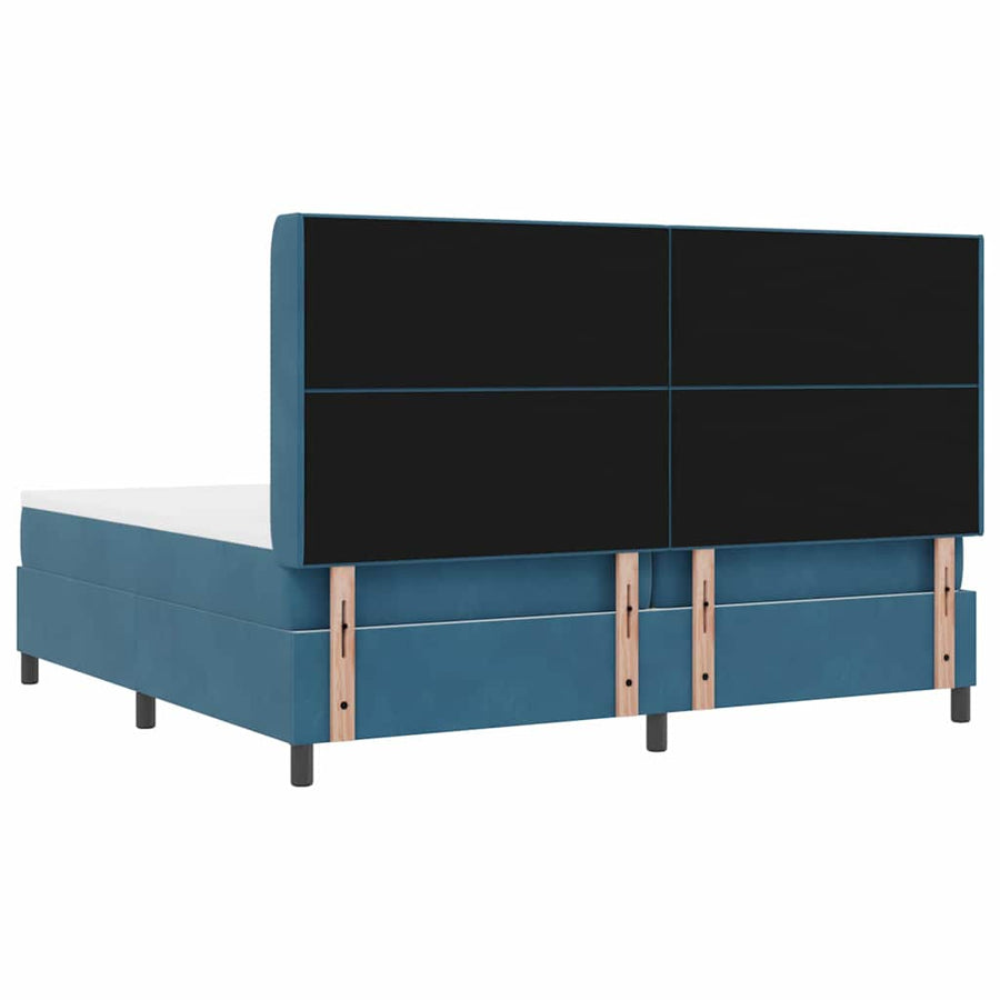 Boxspring Bed Met Hoofdeinde Blauw 100 X 200 Cm Fluweel Donkerblauw 200 x 200 cm