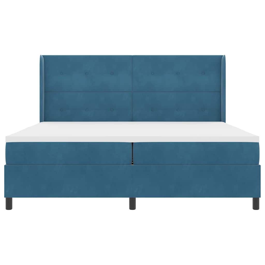 Boxspring Bed Met Hoofdeinde Blauw 100 X 200 Cm Fluweel Donkerblauw 200 x 200 cm