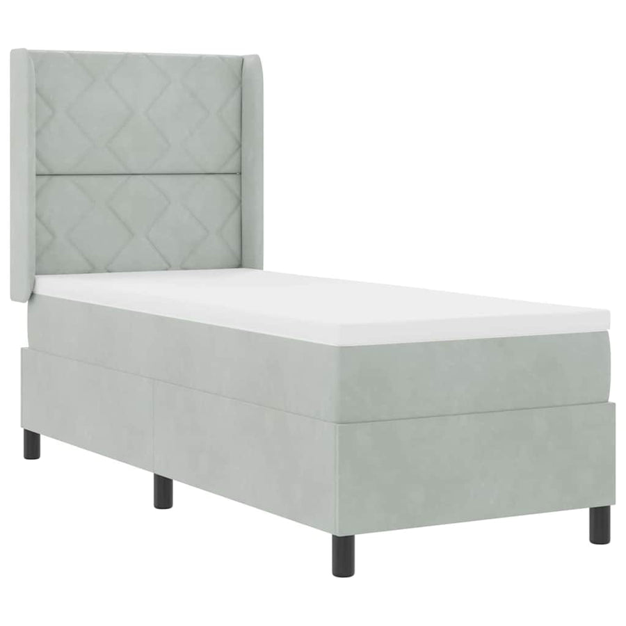 Boxspringbed met hoofdeinde Lichtgrijs 80 x 200 cm Fluweel