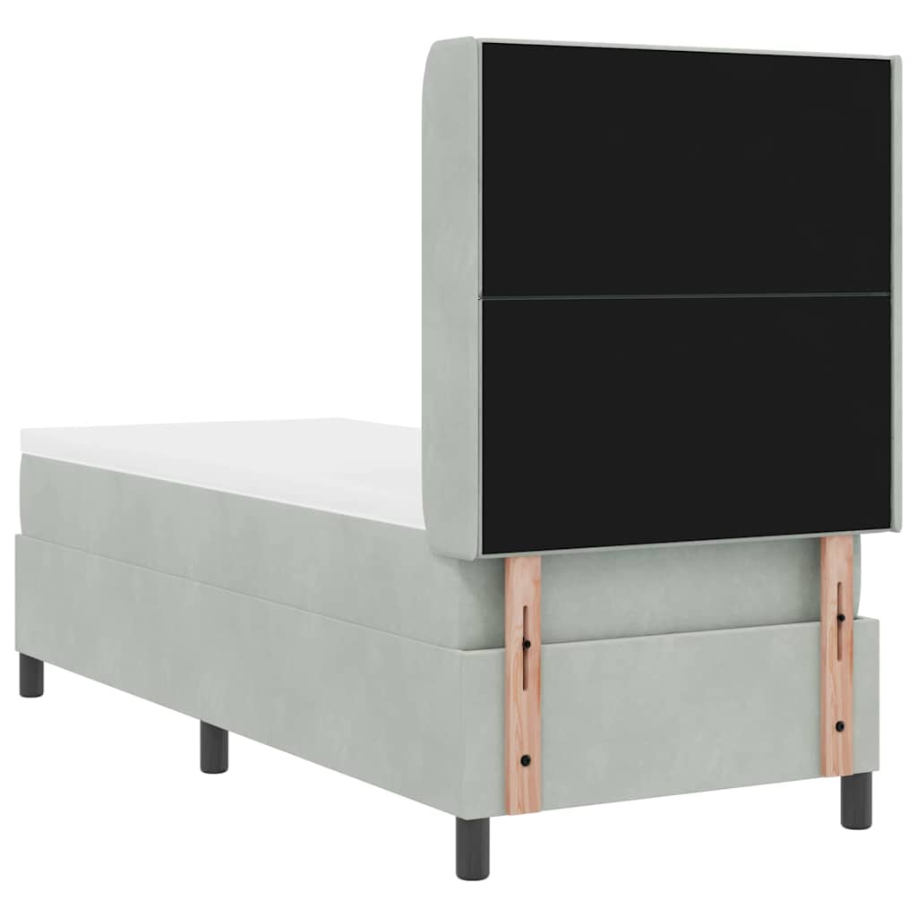 Boxspringbed met hoofdeinde Lichtgrijs 80 x 200 cm Fluweel