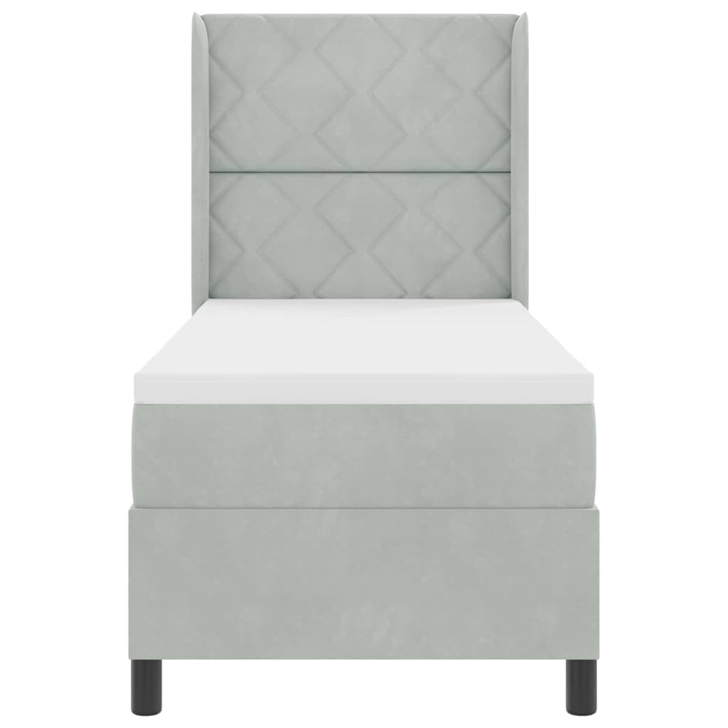 Boxspringbed met hoofdeinde Lichtgrijs 80 x 200 cm Fluweel
