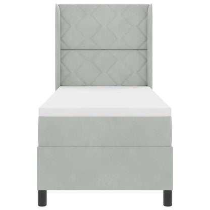 Boxspringbed met hoofdeinde Lichtgrijs 80 x 200 cm Fluweel